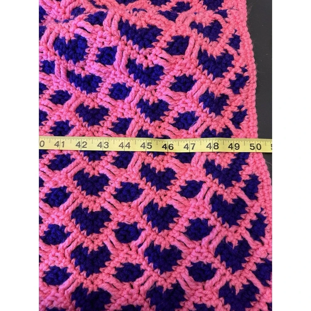 Pink &‎ Purple Handmade Crochet Blanket size 44